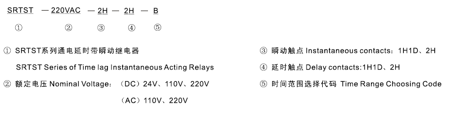 SRTST-220VDC-2H-2H-B型號及其含義
