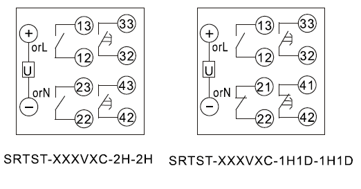 SRTST-220VDC-2H-2H-B內部接線圖